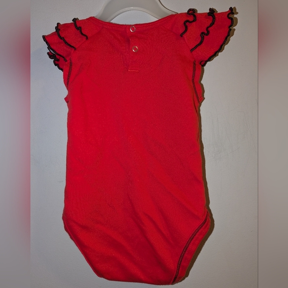 🏀 Red Toronto Raptors Baby Girls Onesie Ruffled Cap Sleeves Sparkly Lettering - Picture 3 of 6